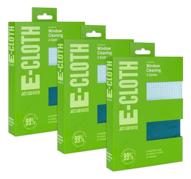 E-Cloth 3-Pack Window Cleaning Cloth - Streak-Free Glass & Mirror Cleaning Kit with Just Water  Glass Cleaning Cloth  Microfiber Towel Kit for Windows  Car Windshield  Mirrors - Alaskan Blue - Image 1